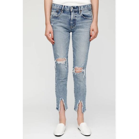 Moussy Vintage Jeans Size 24 MV Ithan Mid Rise Skinny Ankle Slits Festival - Picture 4 of 10